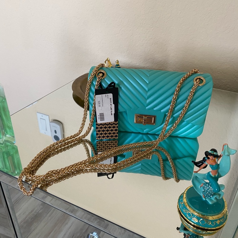 Nwt beautiful aqua chain purse handbag - Picture 5 of 5